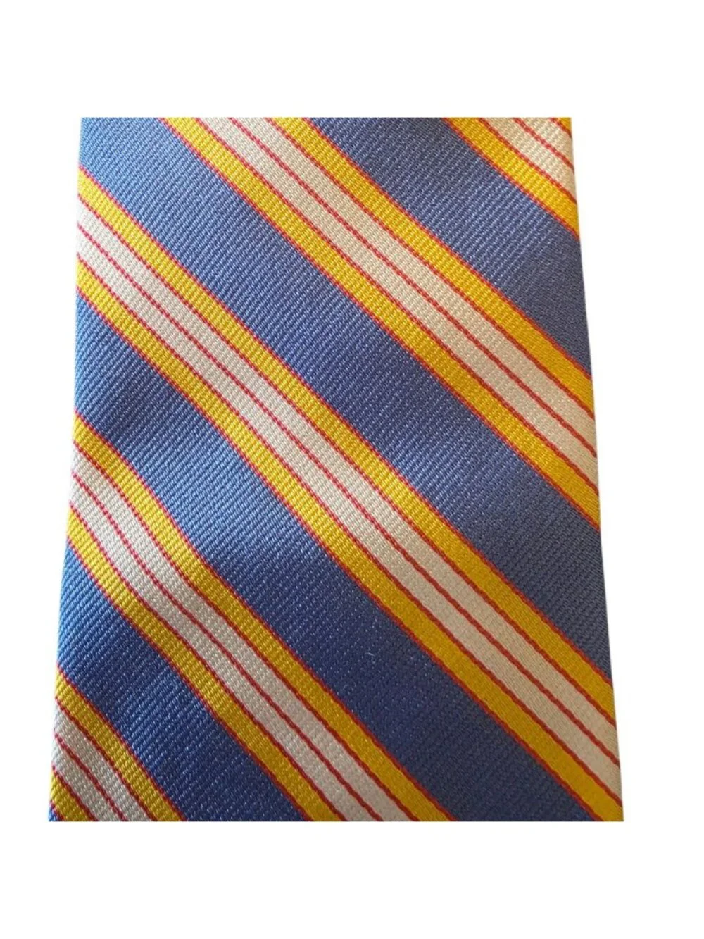 Peter Blair Silk Tie Blue Yellow Stripe Made in USA Preppy Ivy League Trad 3.75”